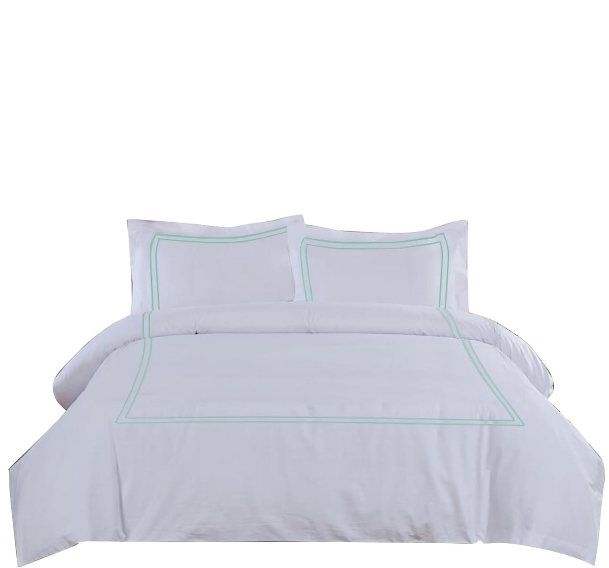 BedDecor Luxury 400-TC Egyptian Cotton 3PC Embroidered Duvet Cover Set with Beautiful 2-Stripe Embroidery(Blush Full/Queen)