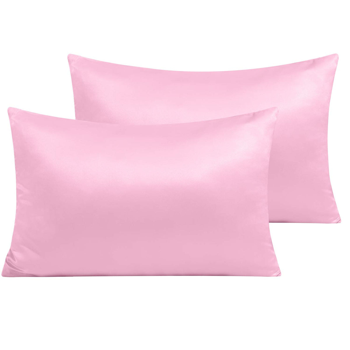 NTBAY Standard Satin Pillowcases, Set of 2, Zipper, Black