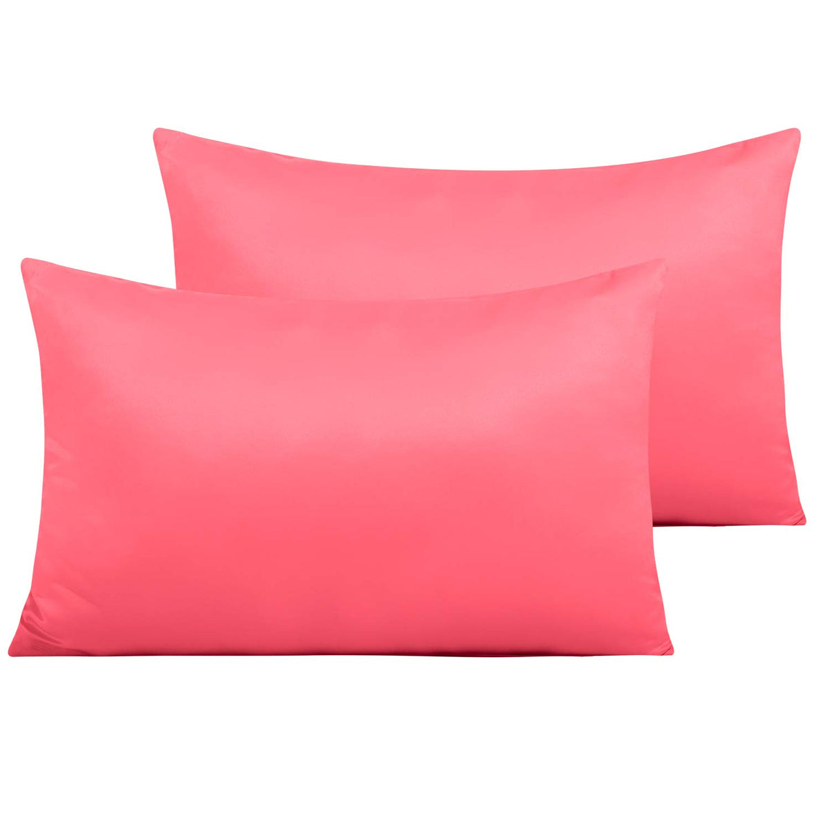 NTBAY Standard Satin Pillowcases, Set of 2, Zipper, Black
