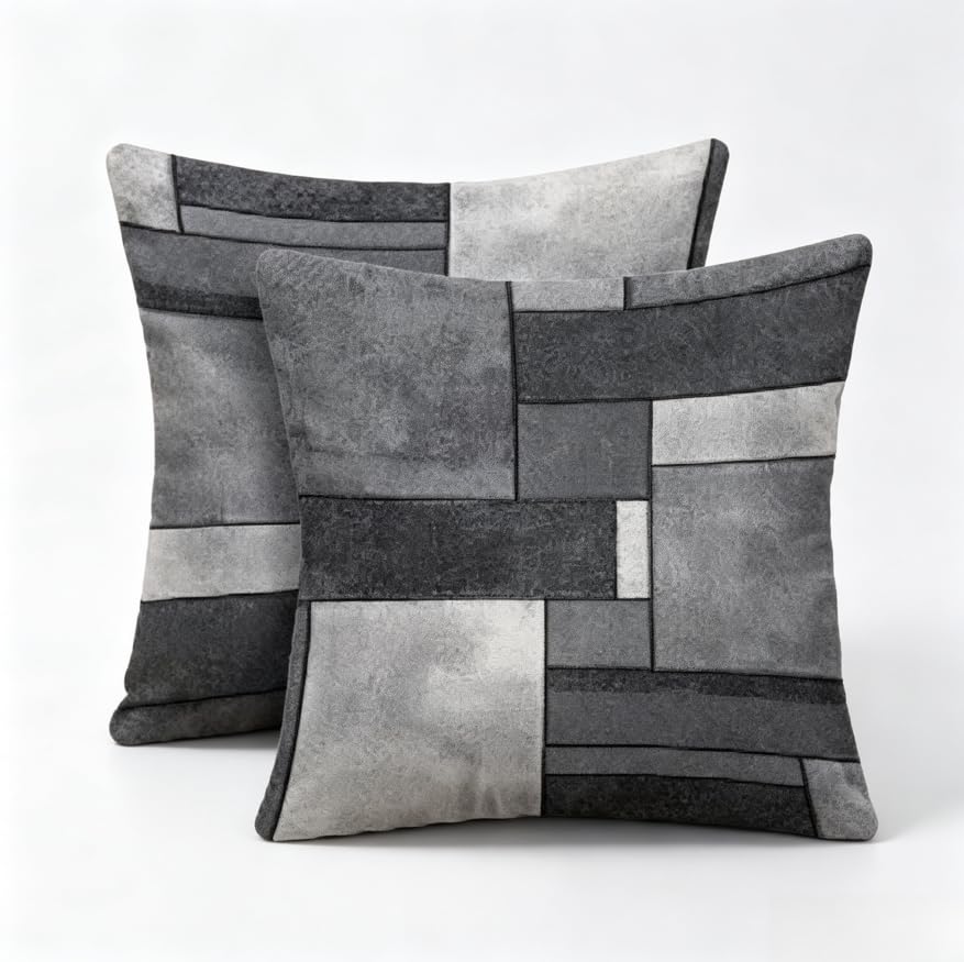 Decorative Throw Pillow Covers, Modern Abstract Brown Geometric Pattern, Set of 2，18x18 Pillows Linen Pillowcase，Modern Decorative Square Pillowcases for Sofa Couch Bedroom Living Room Car