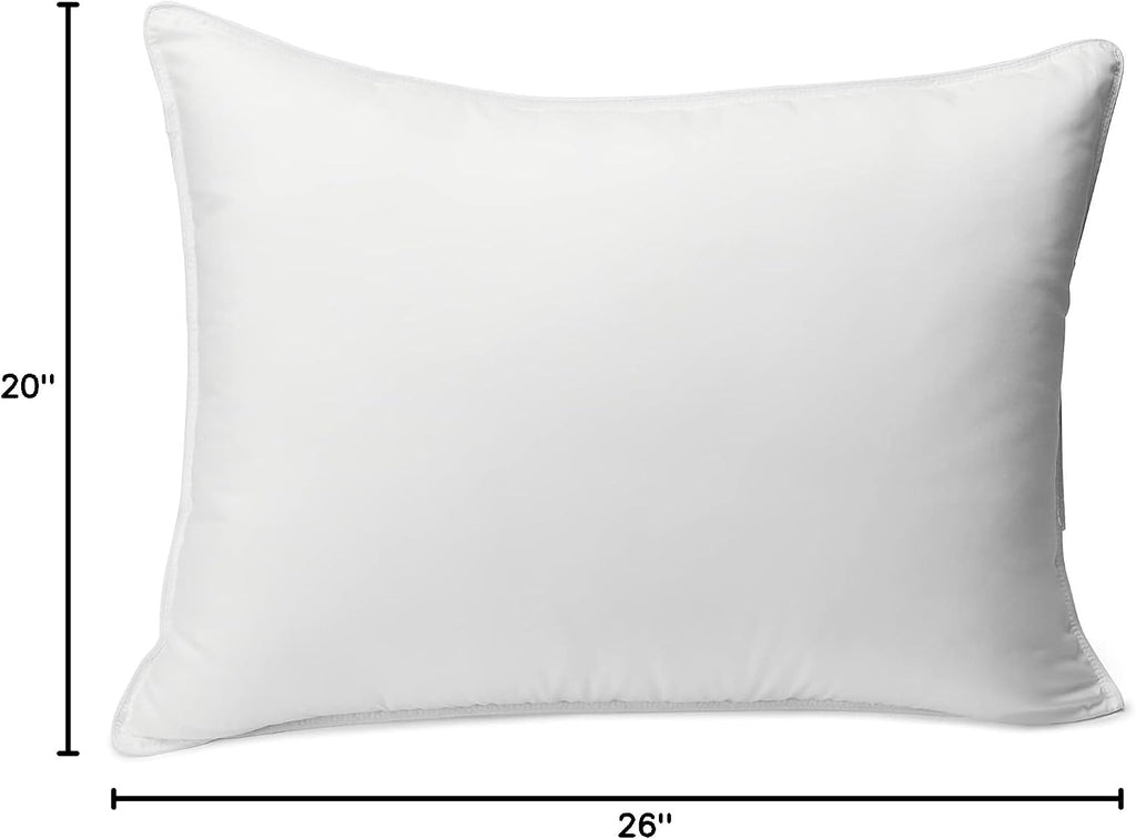 Amazon Basics Down Alternative Bed Pillows and Pillow Protector Case Set, Medium Density, Standard Size 26" x 20", Hypoallergenic, Microfiber, Washable, White, 2-Pack