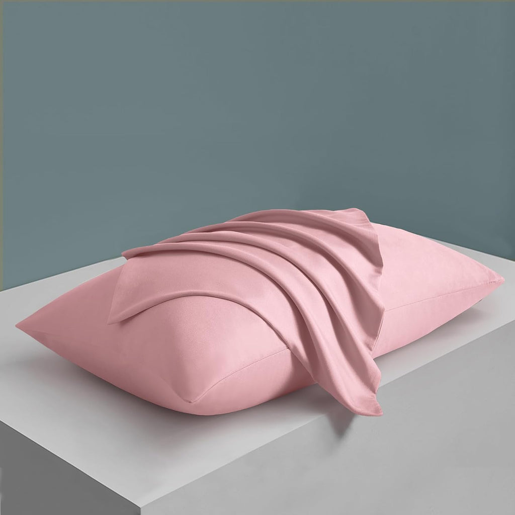 MILVOWOC Brushed Microfiber Pillowcases, Dusty Pink, 20x26 Inch