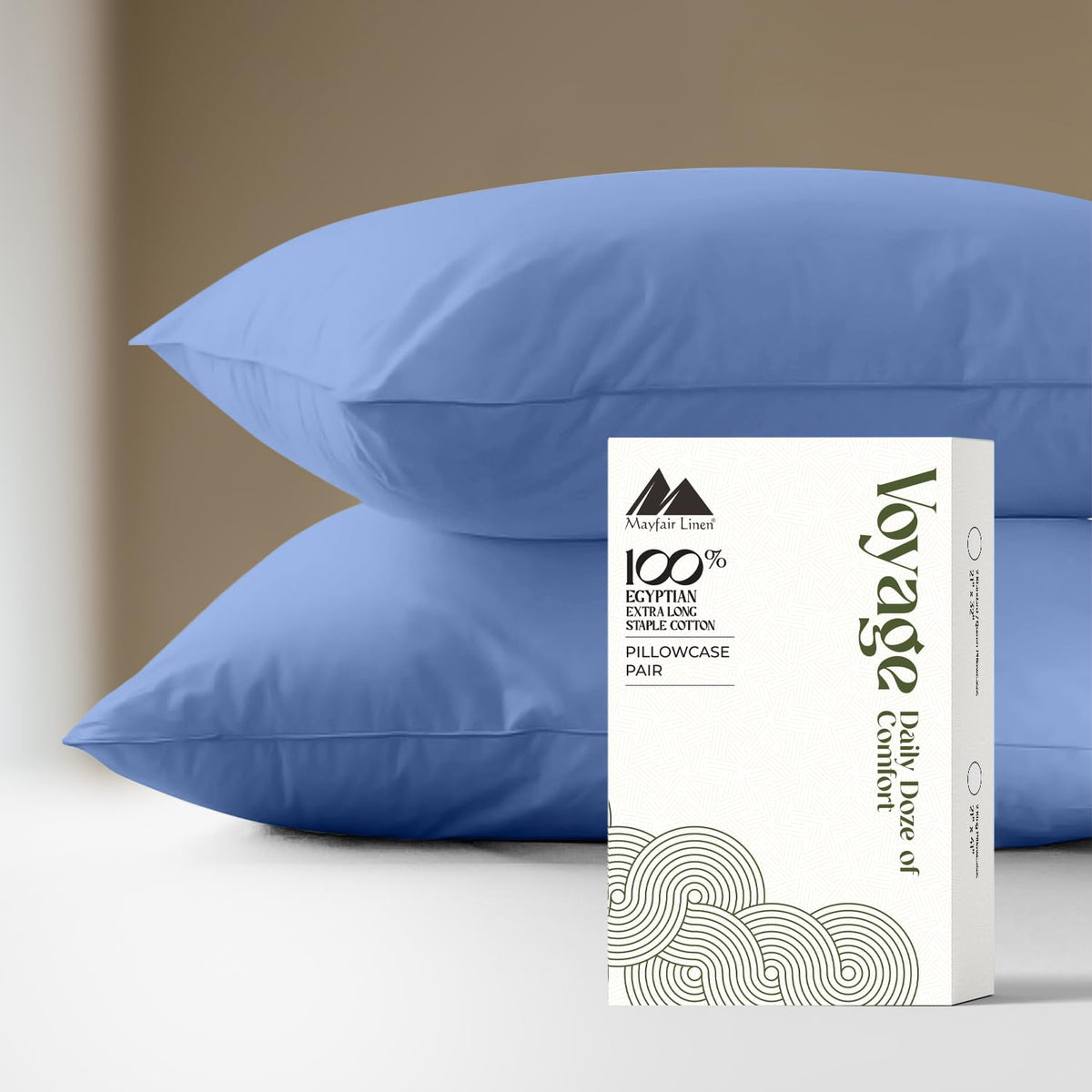 Mayfair Linen Pillow Cases Queen Size - Luxury 600 Series Egyptian Cotton Pillow Cases Queen Size Set of 2 (White), Soft, Cooling & Breathable Sateen Weave Hotel Pillowcovers - Voyage Collection