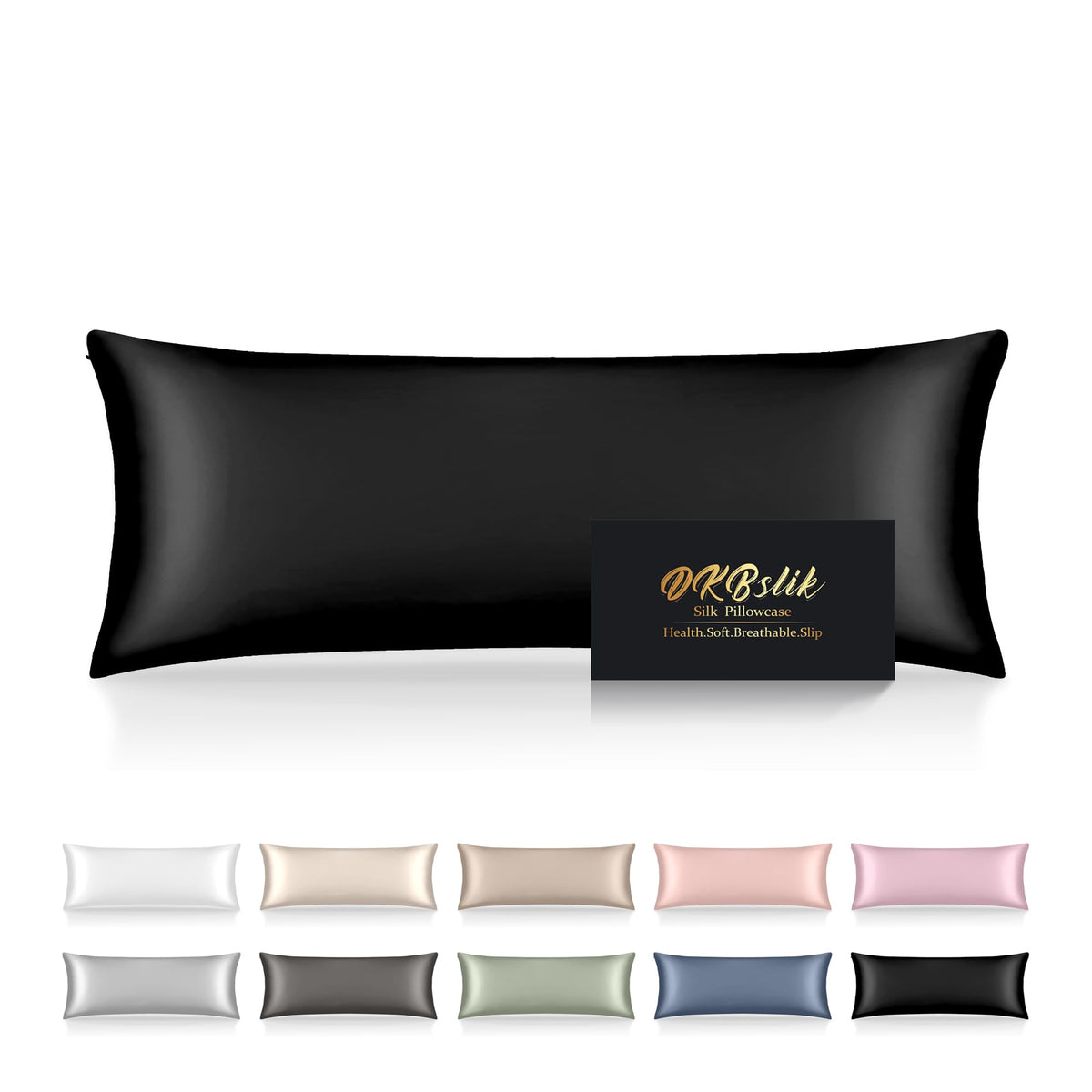 Silk Pillowcase for Hair and Skin, Mulberry Silk Pillow Cases Standard Size, Anti Acne Cooling Sleep Both Sides Natural Silk Satin Pillow Covers with Hidden Zipper, Gifts for Women Men, Ash Blue
