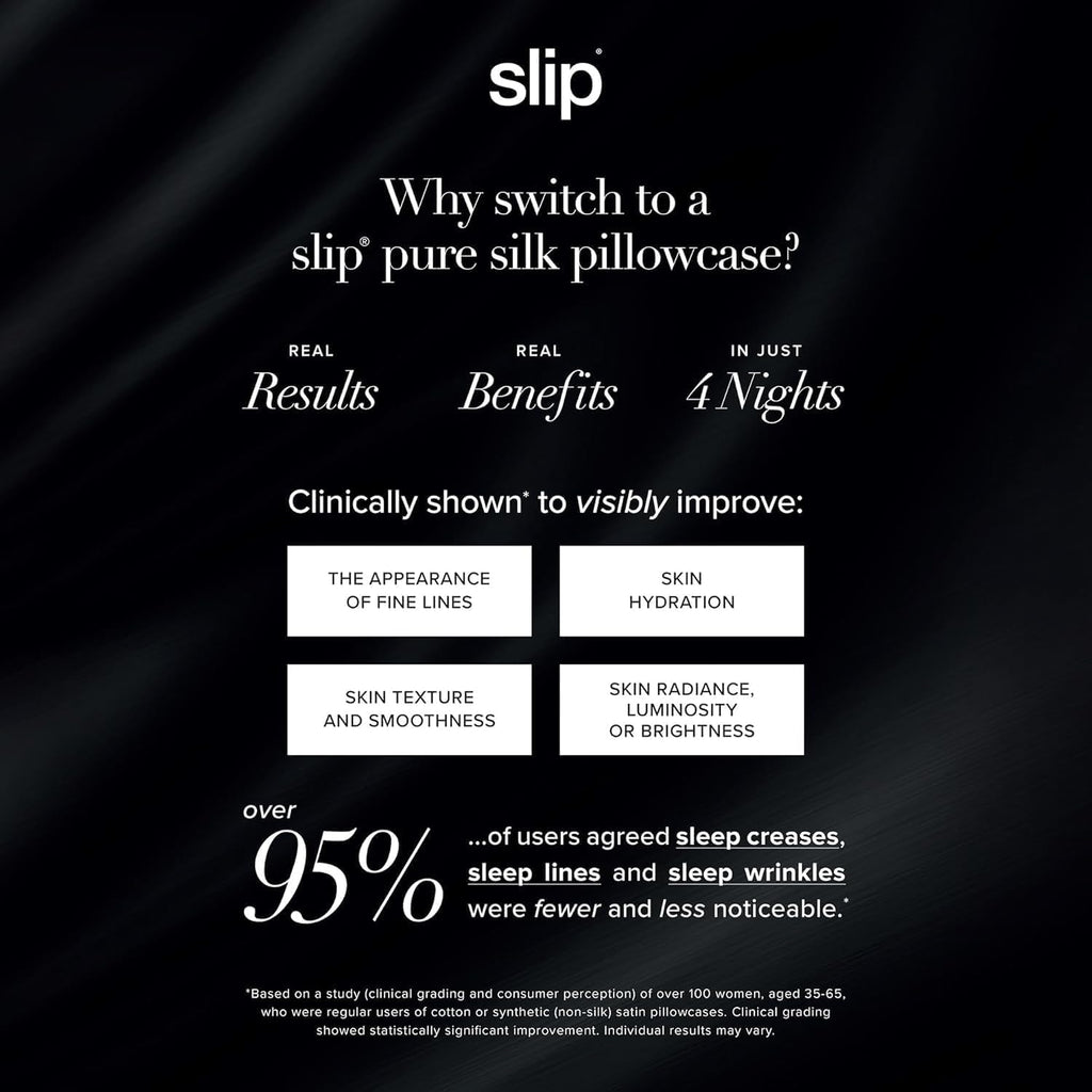slip King Pure Silk Pillow Case - 100% Pure 22 Momme Mulberry Silk - King Size Standard Pillow Case -Anti-BedHead, Anti-Sleep Crease, White (20" x 36")