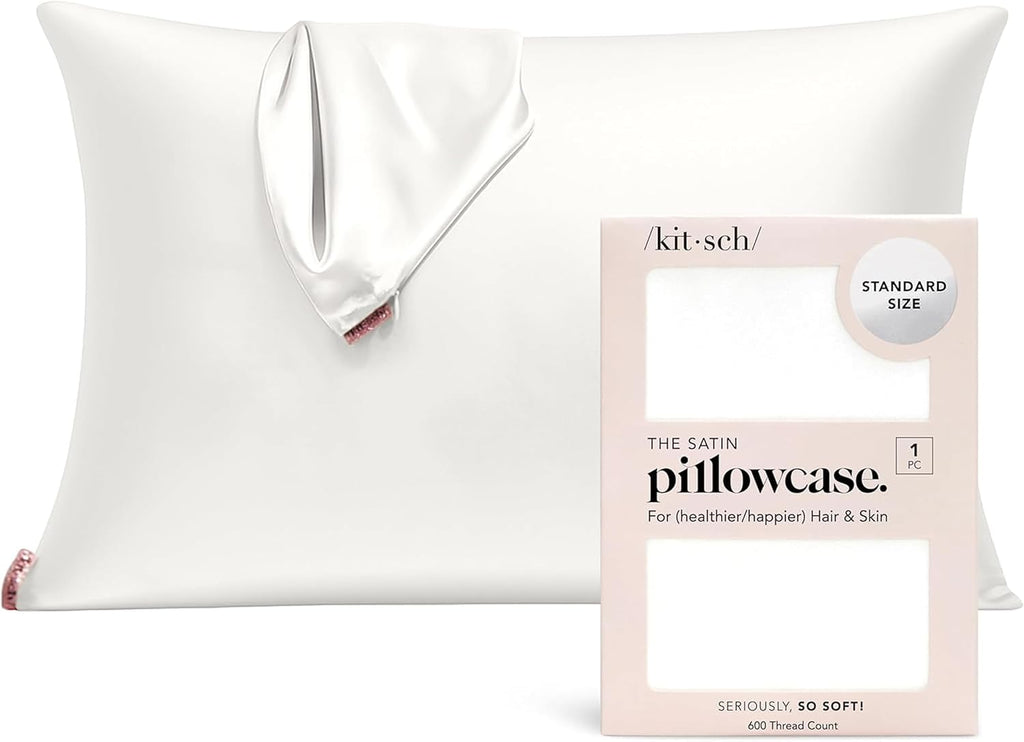 Kitsch Satin Pillowcase with Zipper - Standard Size, Ivory