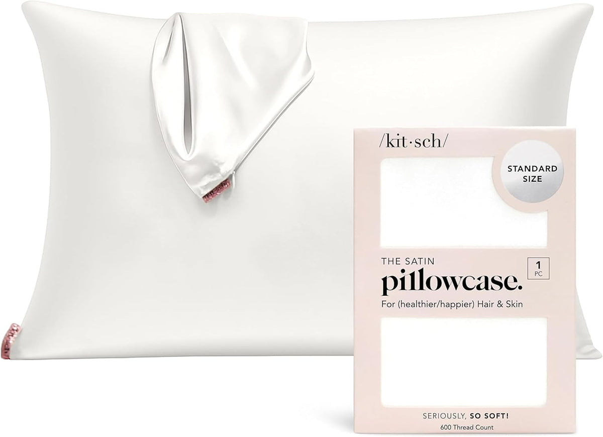 Kitsch Satin Pillowcase with Zipper - Standard Size, Ivory
