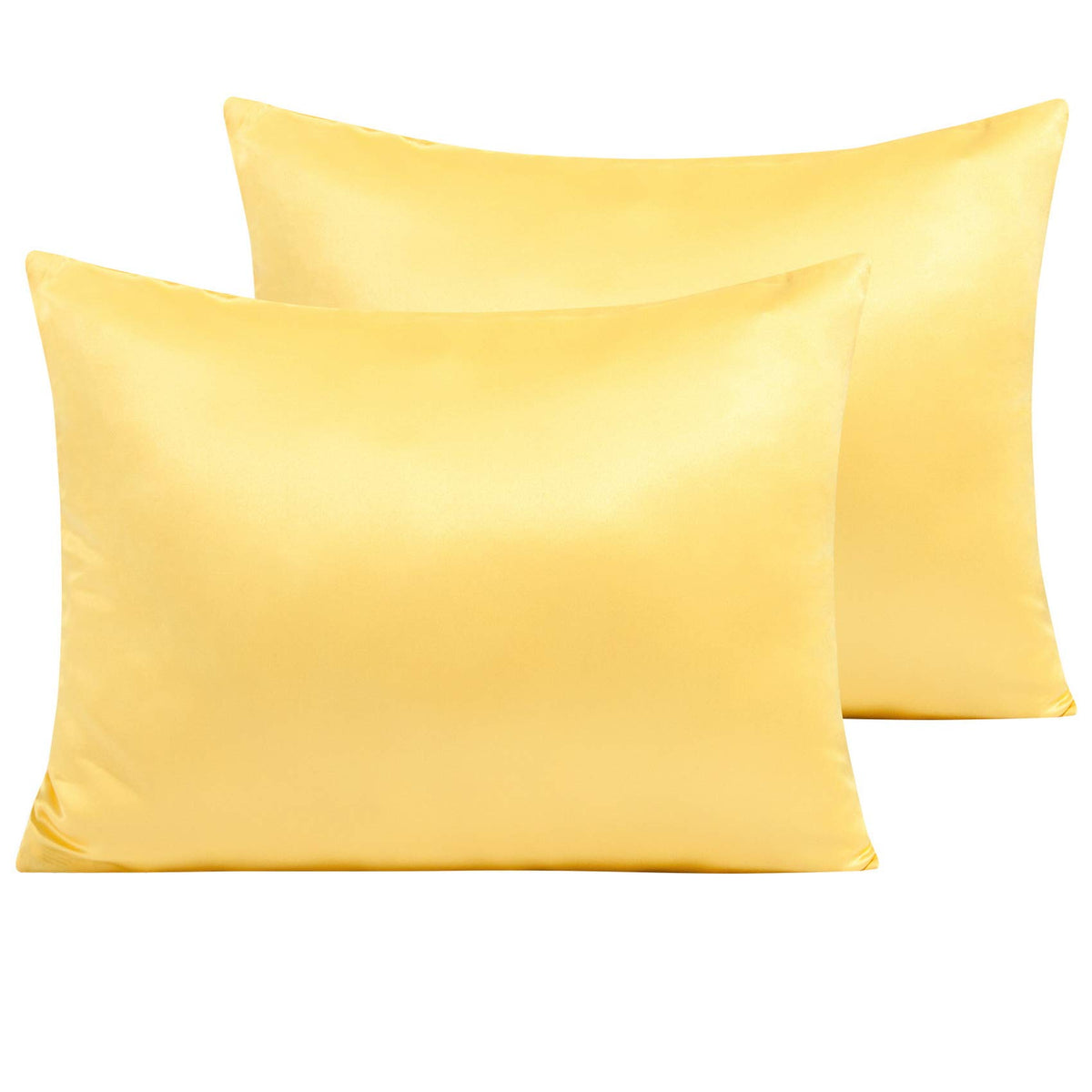 NTBAY Standard Satin Pillowcases, Set of 2, Zipper, Black
