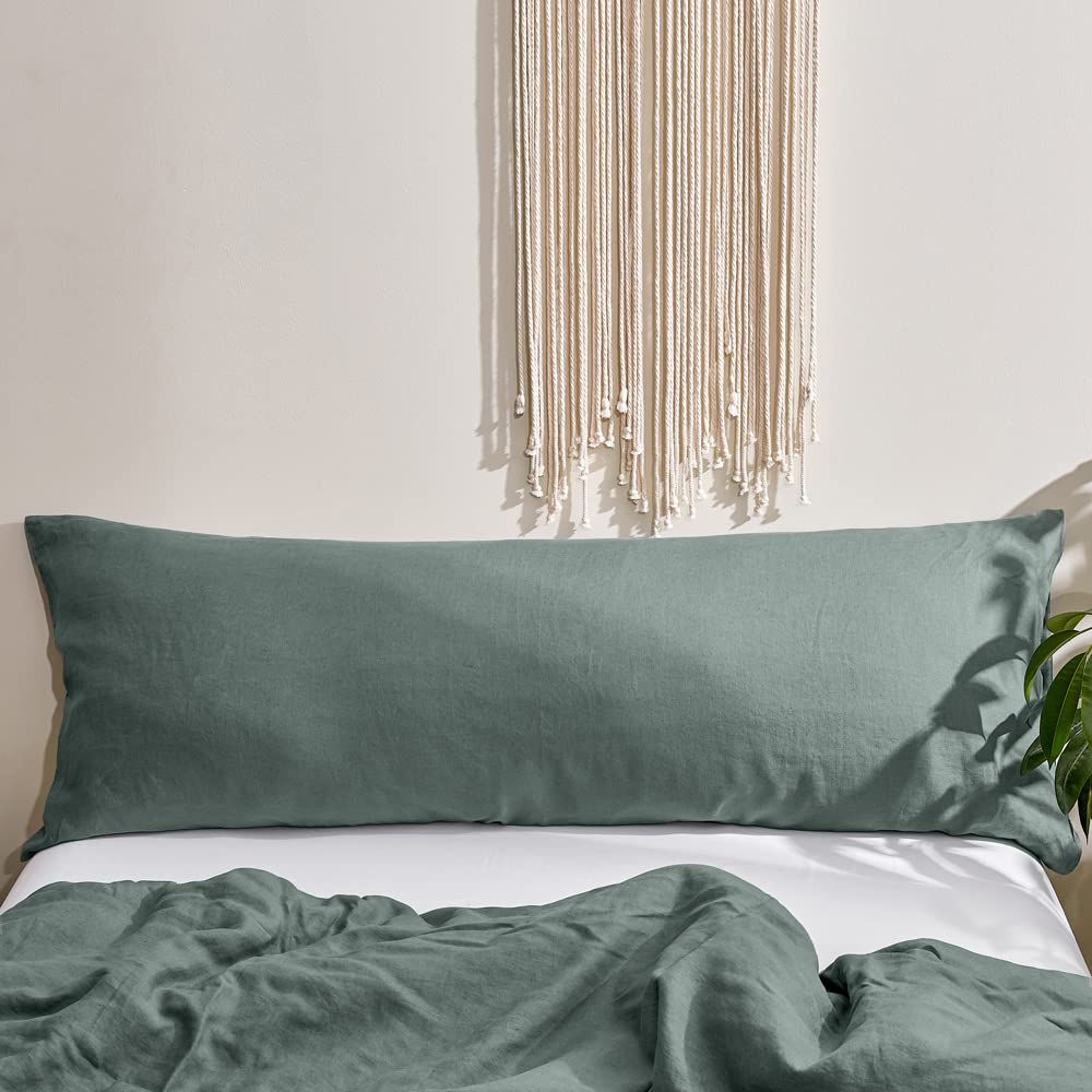 Simple&Opulence 100% French Linen Duvet Cover Set with Embroidered,3 Pcs Washed Soft Farmhouse Bedding Set with Button Closure,1 Comforter Cover and 2 Pillowshams(King,Natural Linen)