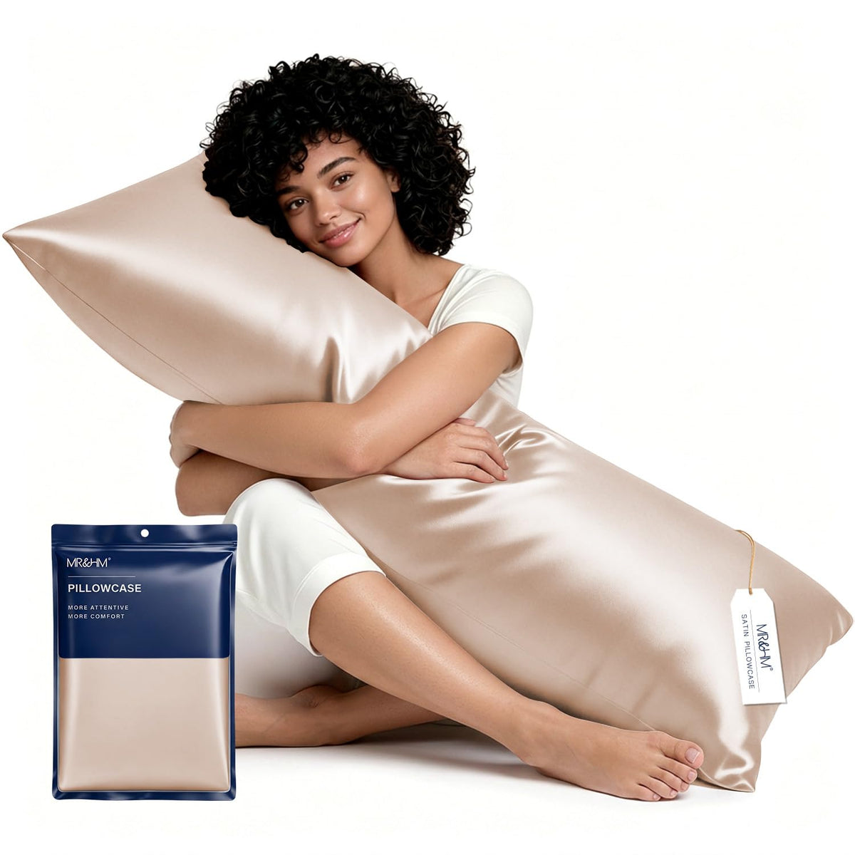 MR&HM Satin Pillowcase 2 Pack, Queen Size 20"x30", Black