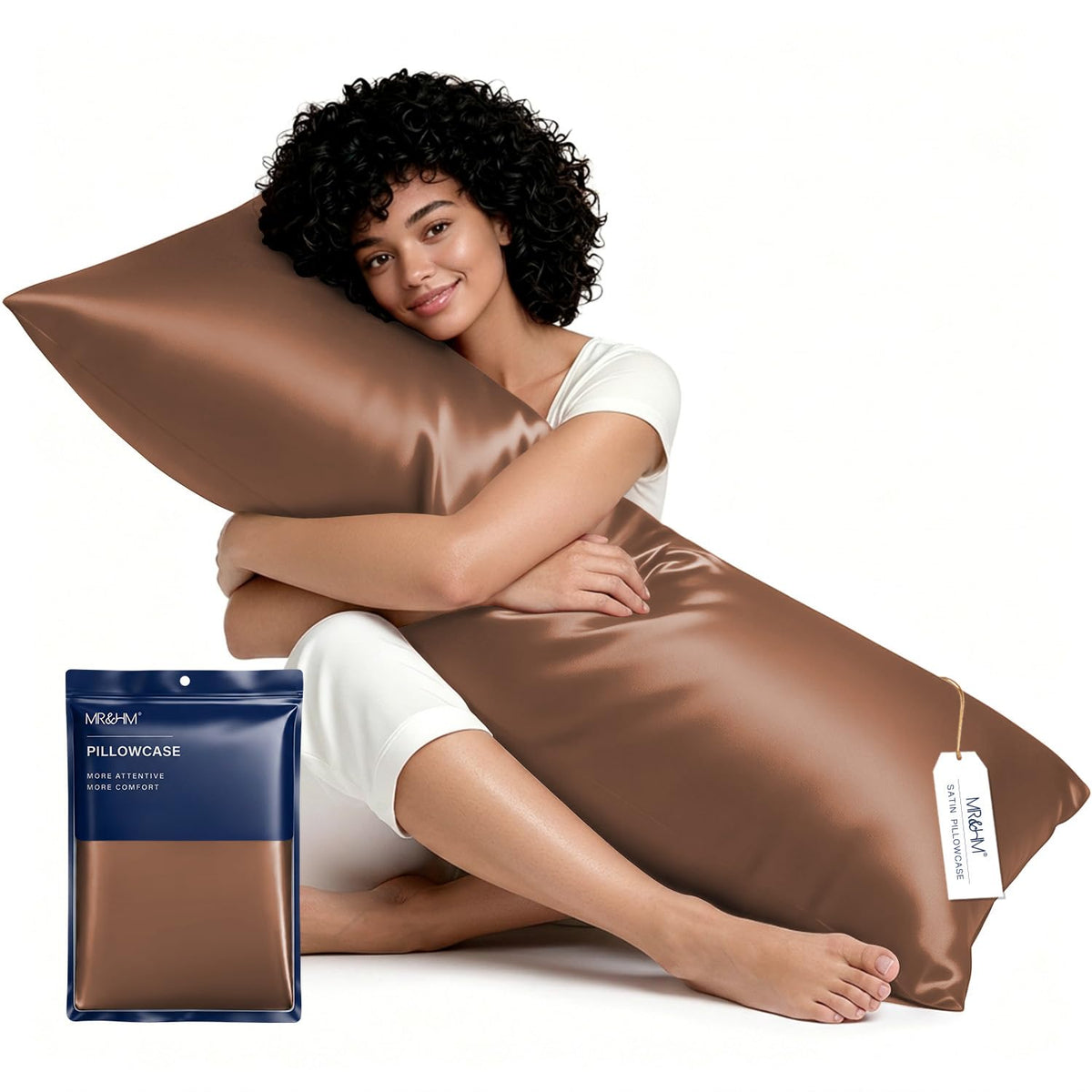MR&HM Satin Pillowcase 2 Pack, Queen Size 20"x30", Black