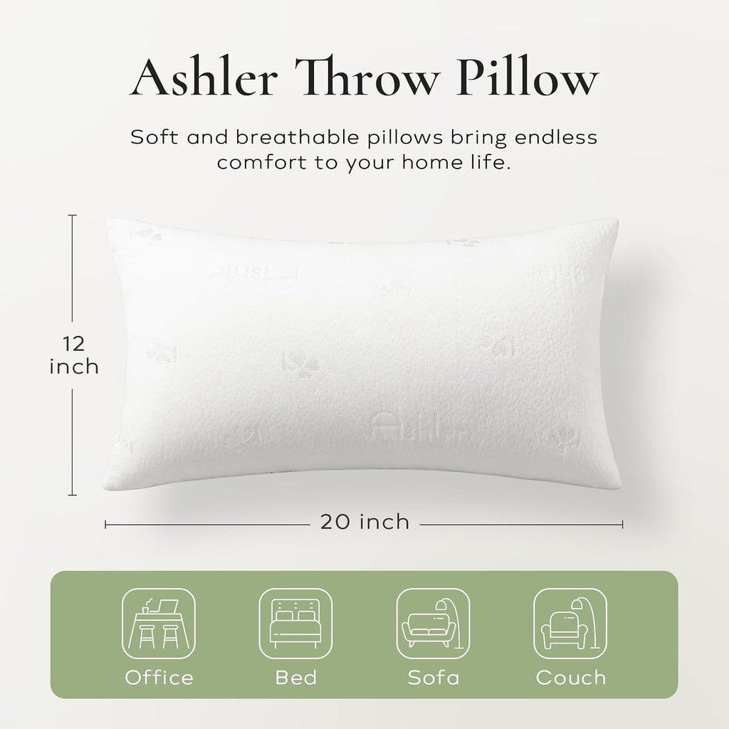 Ashler 12x20 Throw Pillows Insert Pack of 2, Lumbar Pillow