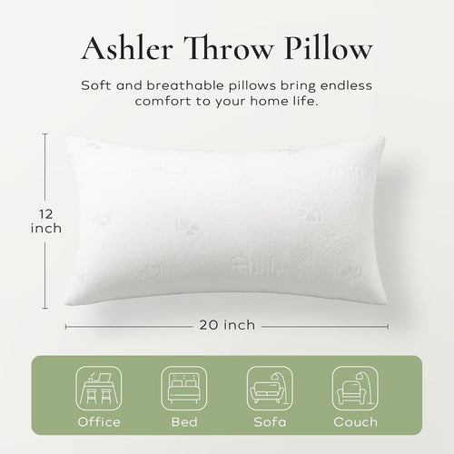 Ashler 12x20 Throw Pillows Insert Pack of 2, Lumbar Pillow