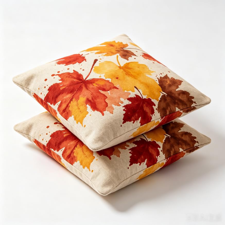 Decorative Throw Pillow Covers, Modern Abstract Brown Geometric Pattern, Set of 2，18x18 Pillows Linen Pillowcase，Modern Decorative Square Pillowcases for Sofa Couch Bedroom Living Room Car