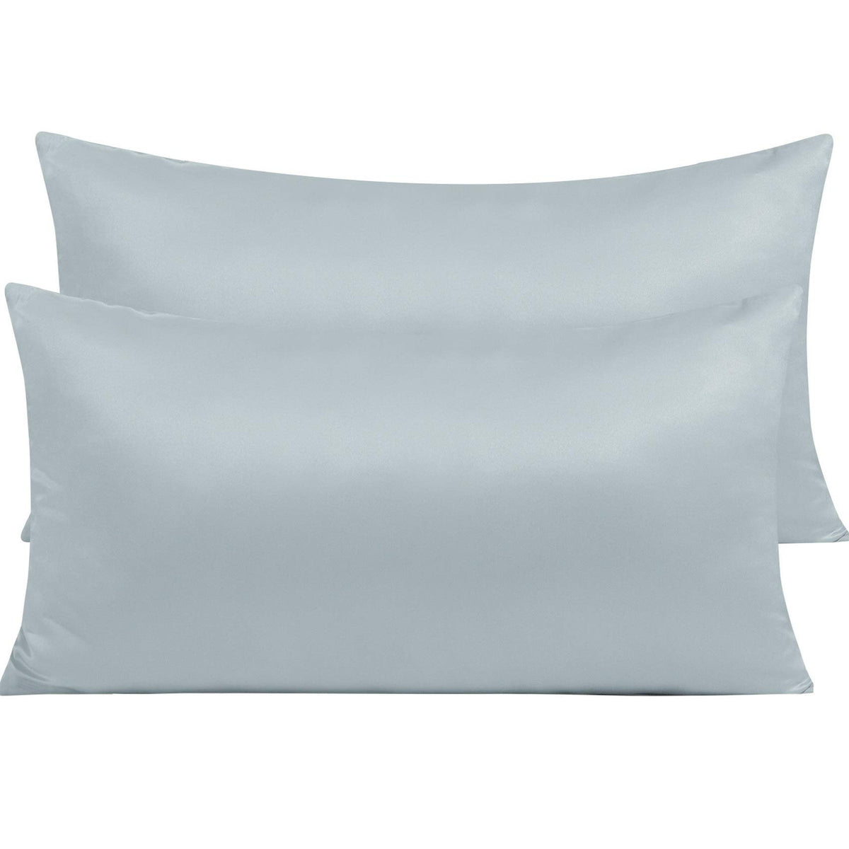 NTBAY Standard Satin Pillowcases, Set of 2, Zipper, Black