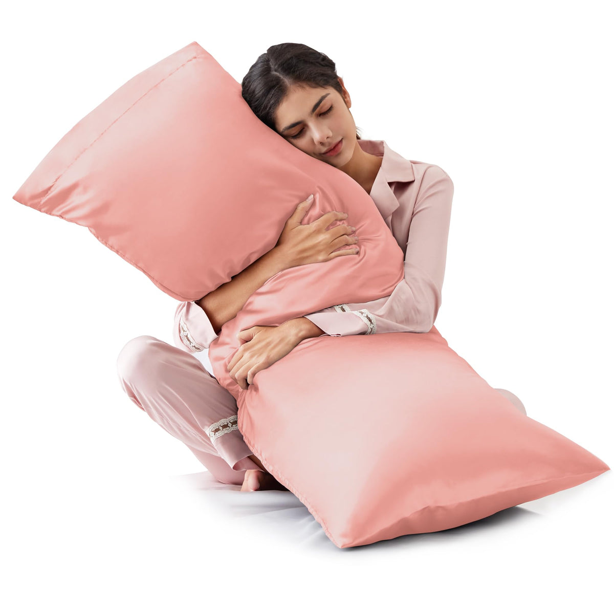 Love's cabin Satin Pillowcase Set of 2 Queen Size 20x30, Cooling Pillow Covers for Hair and Skin, Silky Smooth with Envelope Closure, Similar to Silk, Black