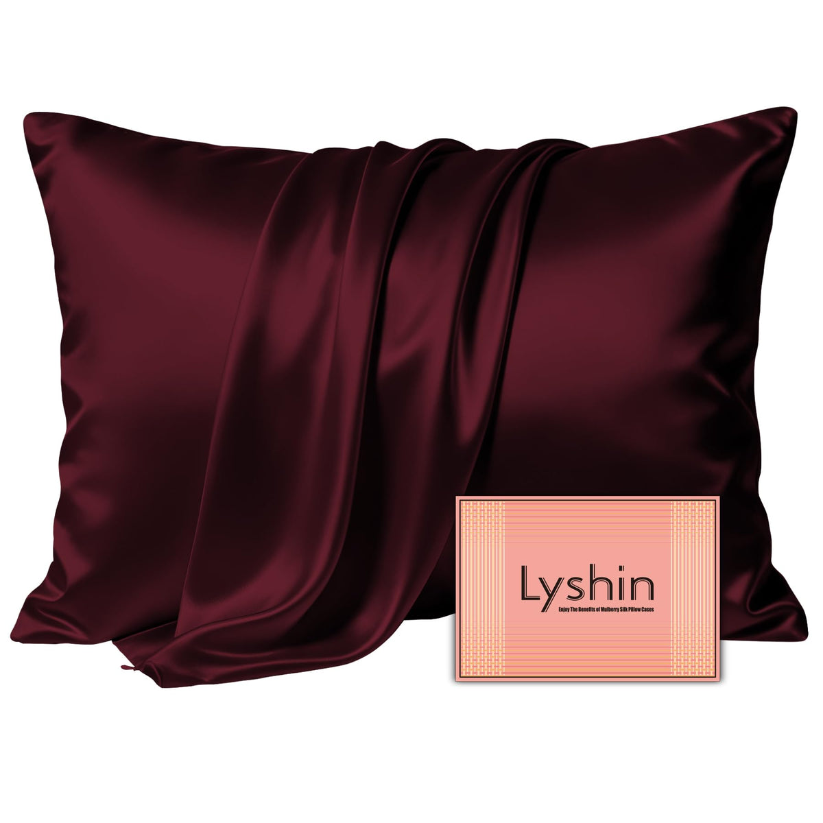 LYSHIN White Silk Pillow Cases Standard Size with Hidden Zipper