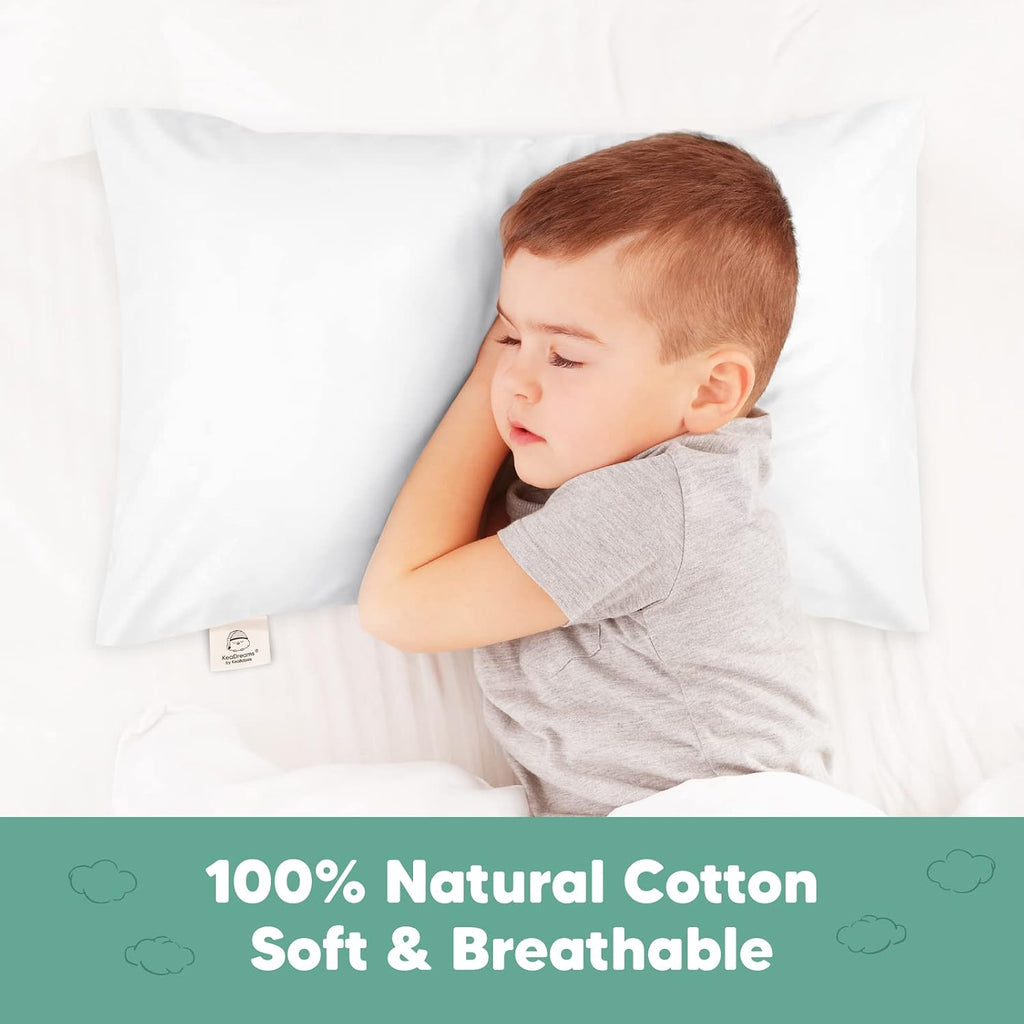 KeaBabies Toddler Pillowcase 13x18 Organic Cotton Cover, Soft White