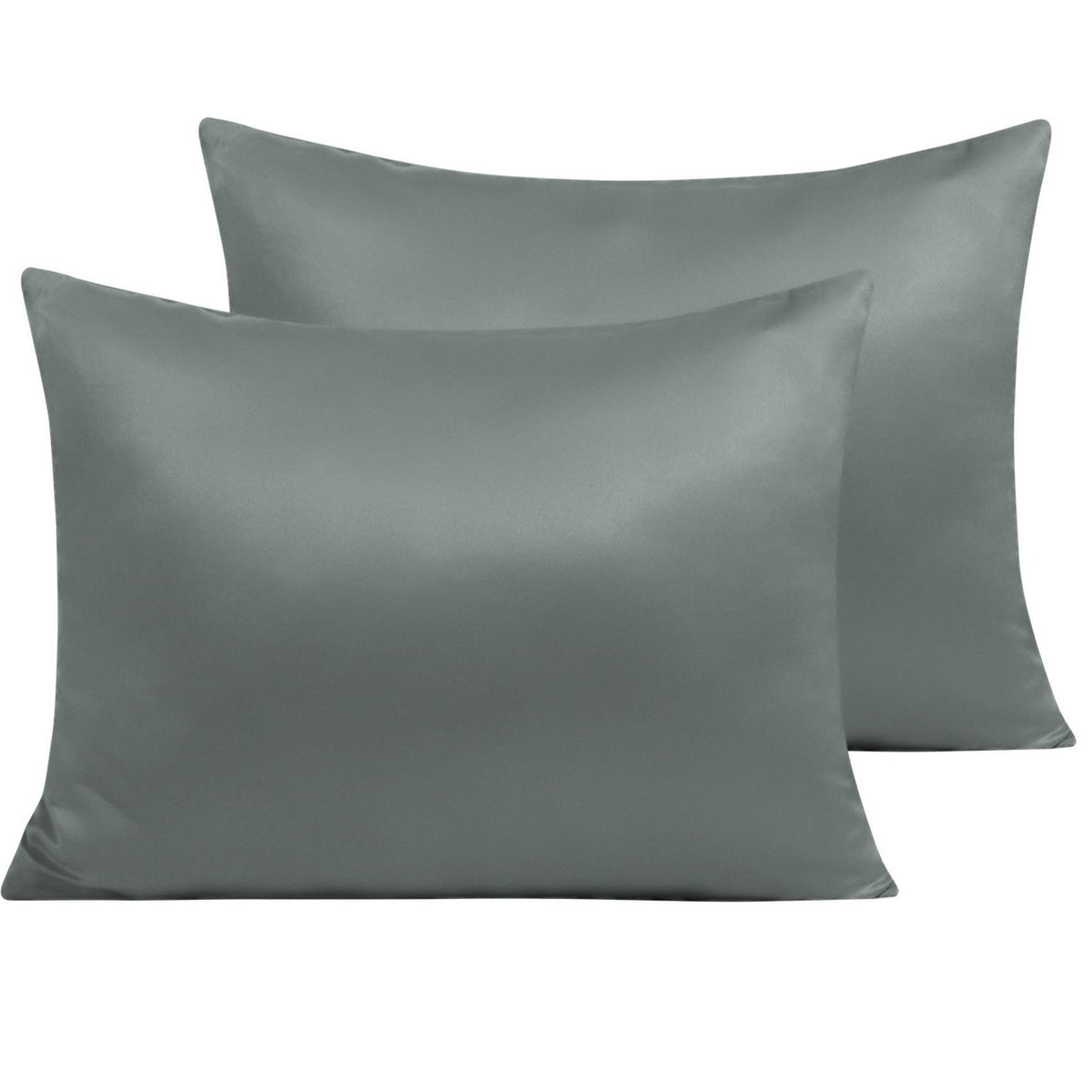 NTBAY Standard Satin Pillowcases, Set of 2, Zipper, Black