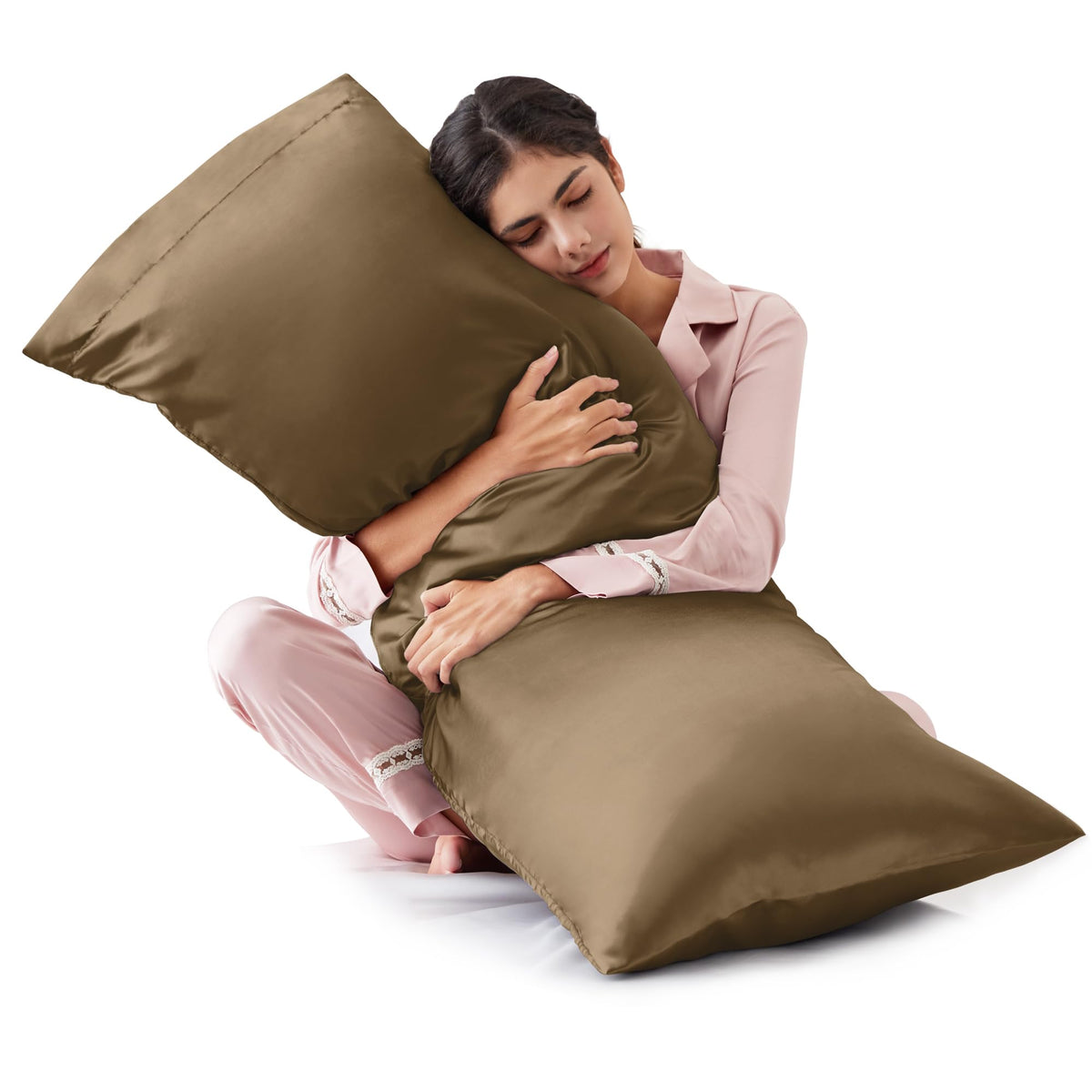 Love's cabin Satin Pillowcase Set of 2 Queen Size 20x30, Cooling Pillow Covers for Hair and Skin, Silky Smooth with Envelope Closure, Similar to Silk, Black