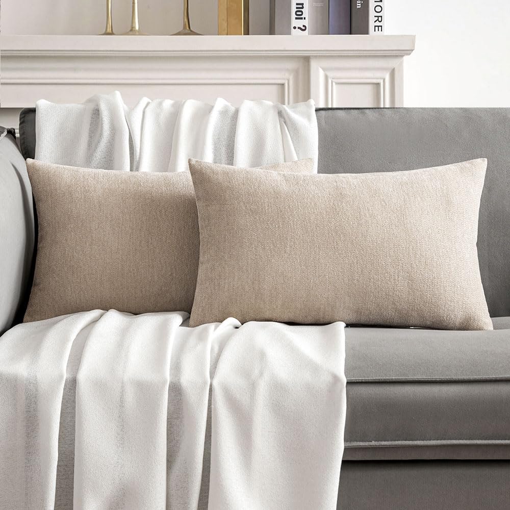 MIULEE Pack of 2 Beige Decorative Pillow Covers 18x18 Inch