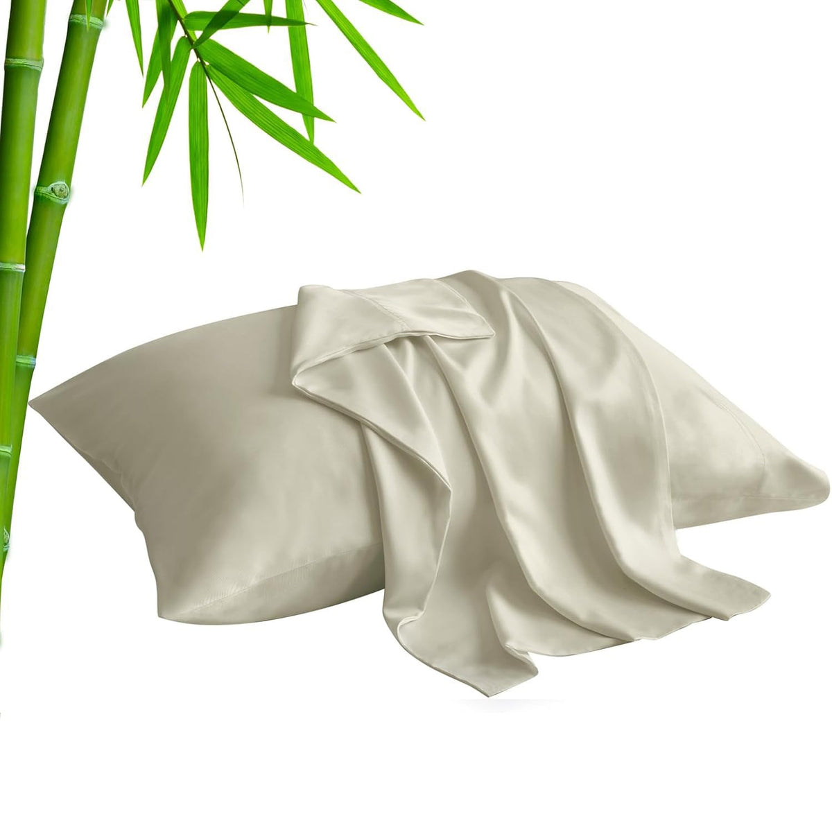 BEDELITE Cooling Pillow Cases Queen Size Set of 2, Rayon from Bamboo, Grey
