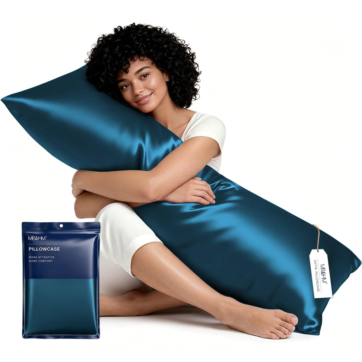 MR&HM Satin Pillowcase 2 Pack, Queen Size 20"x30", Black