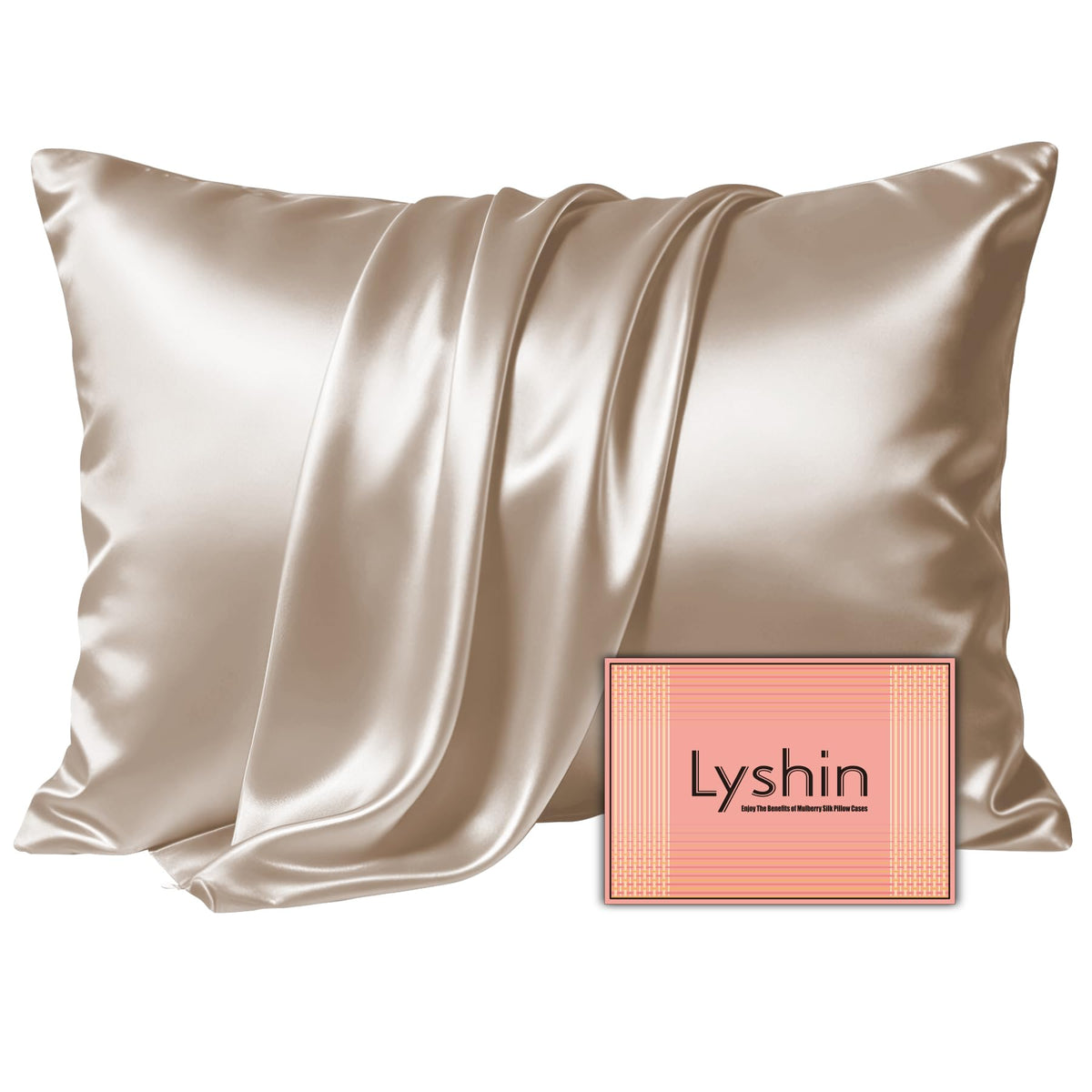 LYSHIN White Silk Pillow Cases Standard Size with Hidden Zipper