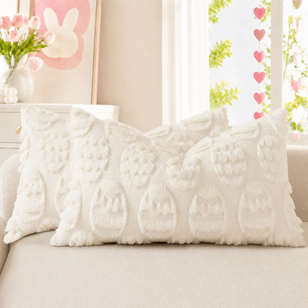 decorUhome Faux Fur Plush Soft Rust Throw Pillow Covers 18x18 Set of 2