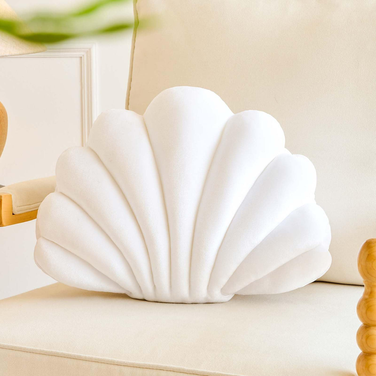 Lfsaaj Dusty Blue Seashell Throw Pillows, Shell Shaped Throw Pillows, 13 Inch Soft Home Decorative Pillow Plush Cushion for Bed Couch Living Sofa Room Decor Accent Throw Pillow