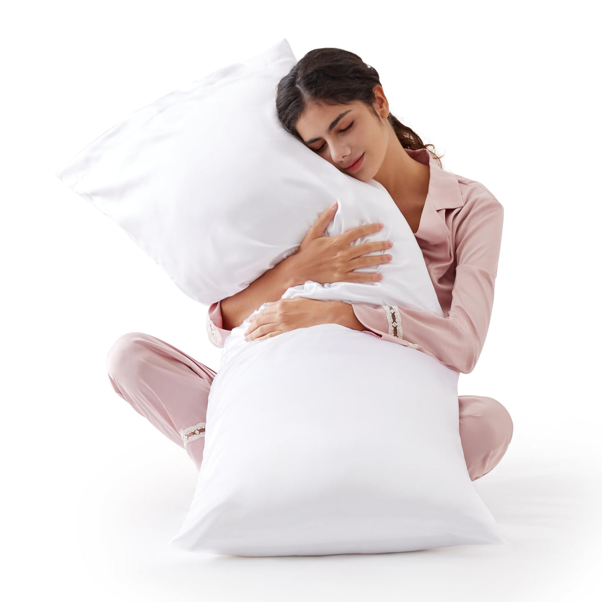 Love's cabin Satin Pillowcase Set of 2 Queen Size 20x30, Cooling Pillow Covers for Hair and Skin, Silky Smooth with Envelope Closure, Similar to Silk, Black