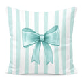 Pink Bow Decorative Throw Pillow 18x18 Inch – Cute Blush Pink Striped Pillow Cover for Girls Room, Baby Nursery, Sofa or Bedroom Decor