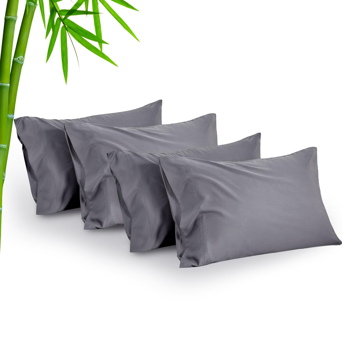 BEDELITE Cooling Pillow Cases Queen Size Set of 2, Rayon from Bamboo, Grey