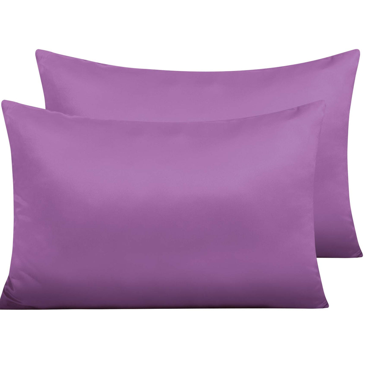 NTBAY Standard Satin Pillowcases, Set of 2, Zipper, Black
