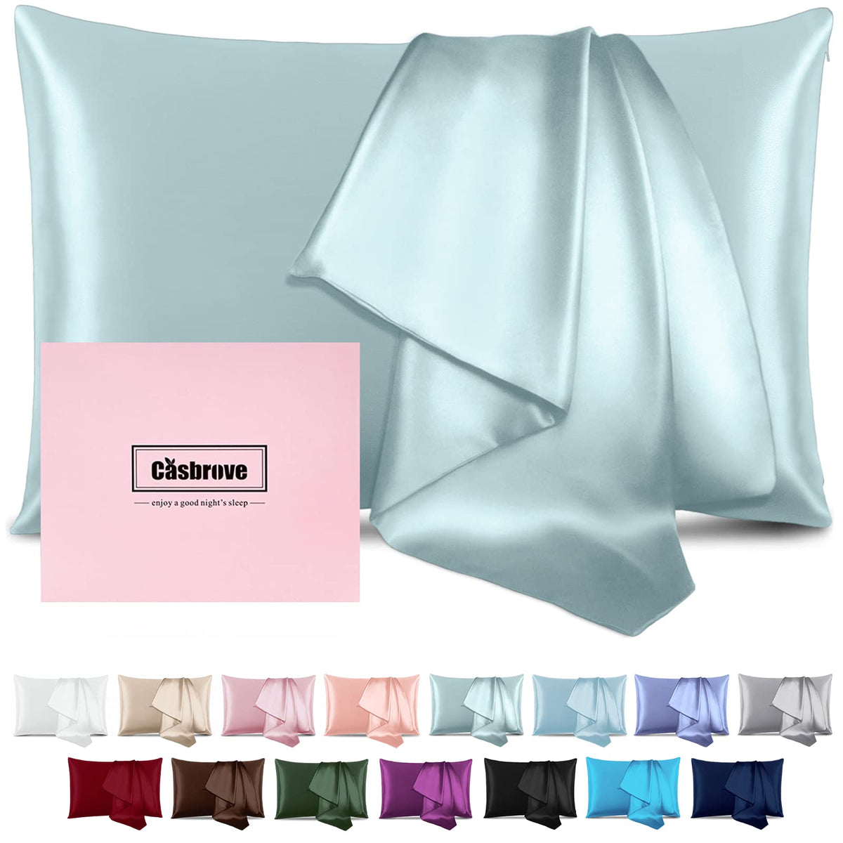Silk Pillow Cases Mulberry Silk Pillowcases Soft Breathable Both Sided Natural Silk Pillowcase with Zipper Beauty Sleep Silk Pillow Cases 1 Pc for Gift (Standard, Cornflower Blue)