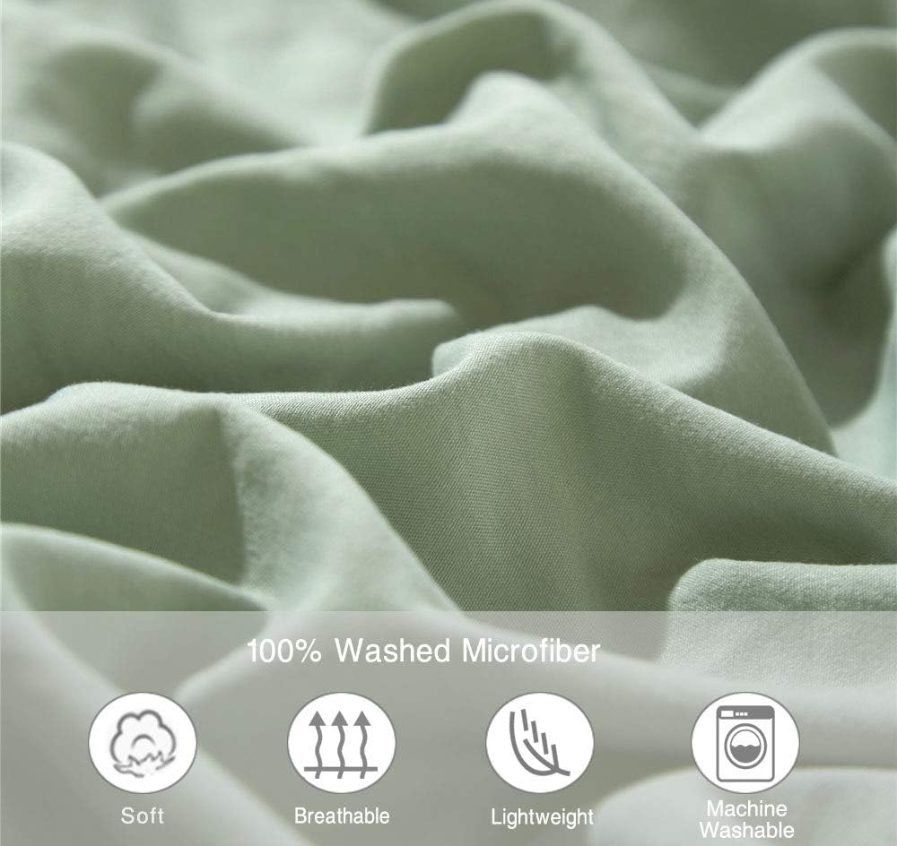 ETDIFFE Sage Green Boho Duvet Cover Set Queen Size, 3 Piece, 90x90 Inch