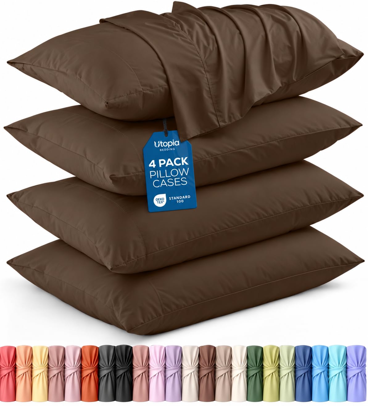 Pillow Covers Queen Size Set of 4, Soft and Comfy Pillow Cases, Grey