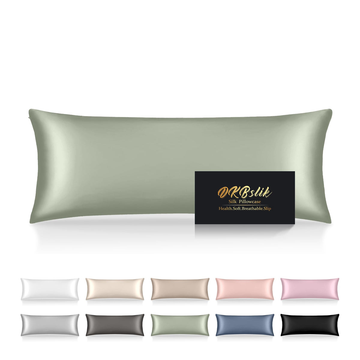 Silk Pillowcase for Hair and Skin, Mulberry Silk Pillow Cases Standard Size, Anti Acne Cooling Sleep Both Sides Natural Silk Satin Pillow Covers with Hidden Zipper, Gifts for Women Men, Ash Blue
