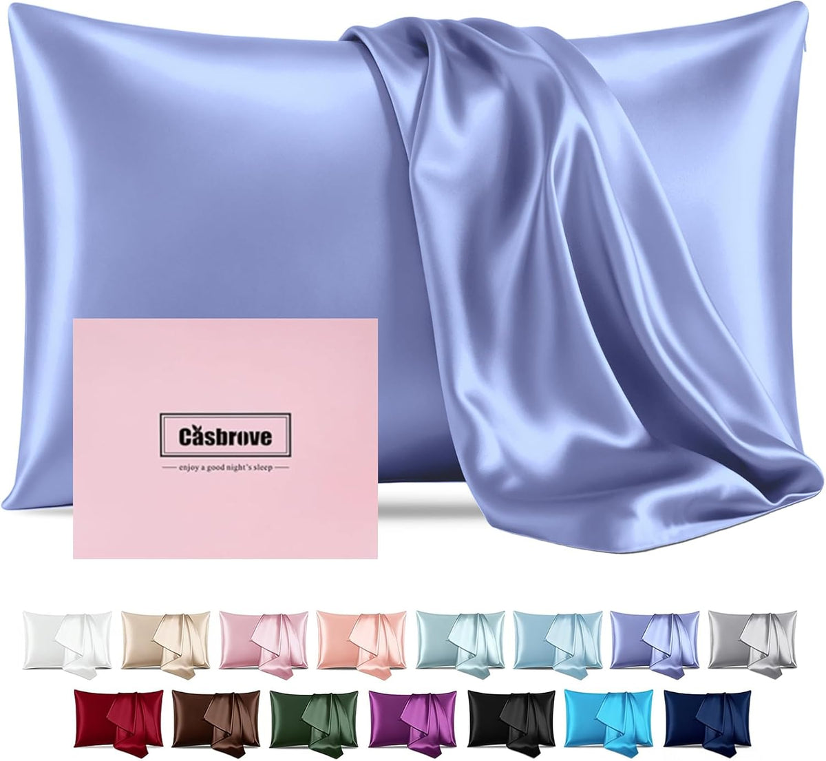 Silk Pillow Cases Mulberry Silk Pillowcases Soft Breathable Both Sided Natural Silk Pillowcase with Zipper Beauty Sleep Silk Pillow Cases 1 Pc for Gift (Standard, Cornflower Blue)
