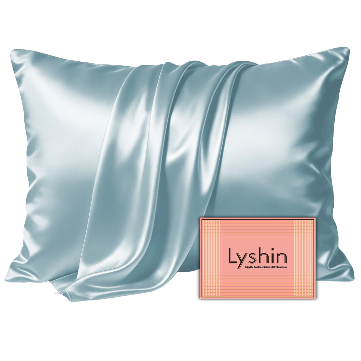 LYSHIN White Silk Pillow Cases Standard Size with Hidden Zipper