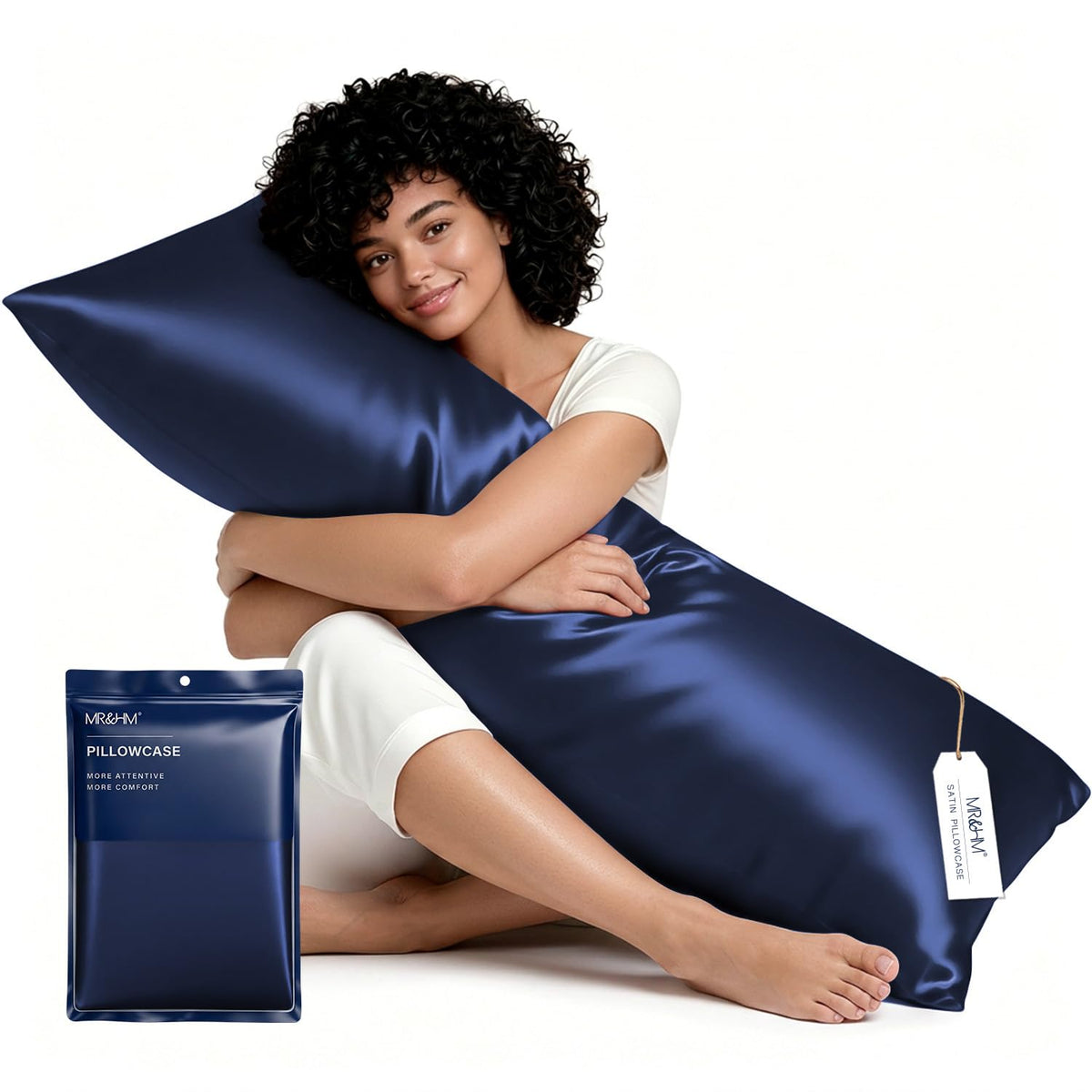 MR&HM Satin Pillowcase 2 Pack, Queen Size 20"x30", Black