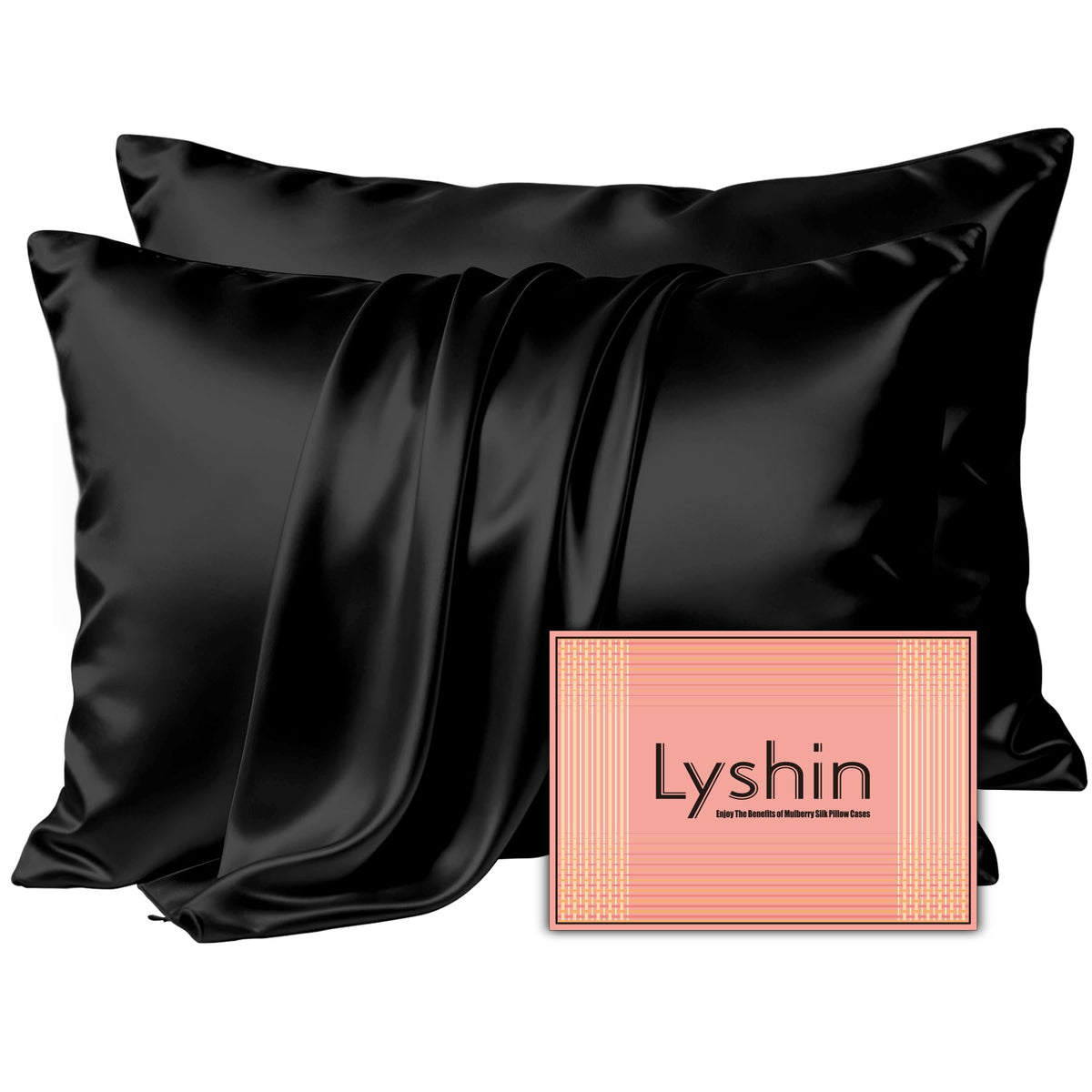 LYSHIN White Silk Pillow Cases Standard Size with Hidden Zipper