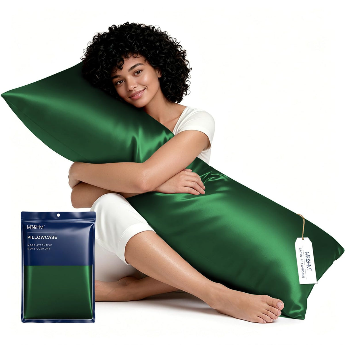 MR&HM Satin Pillowcase 2 Pack, Queen Size 20"x30", Black
