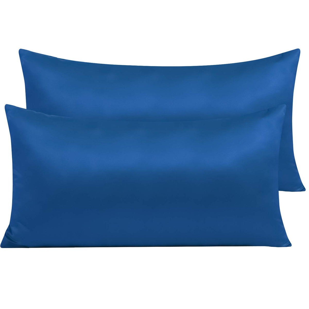 NTBAY Standard Satin Pillowcases, Set of 2, Zipper, Black