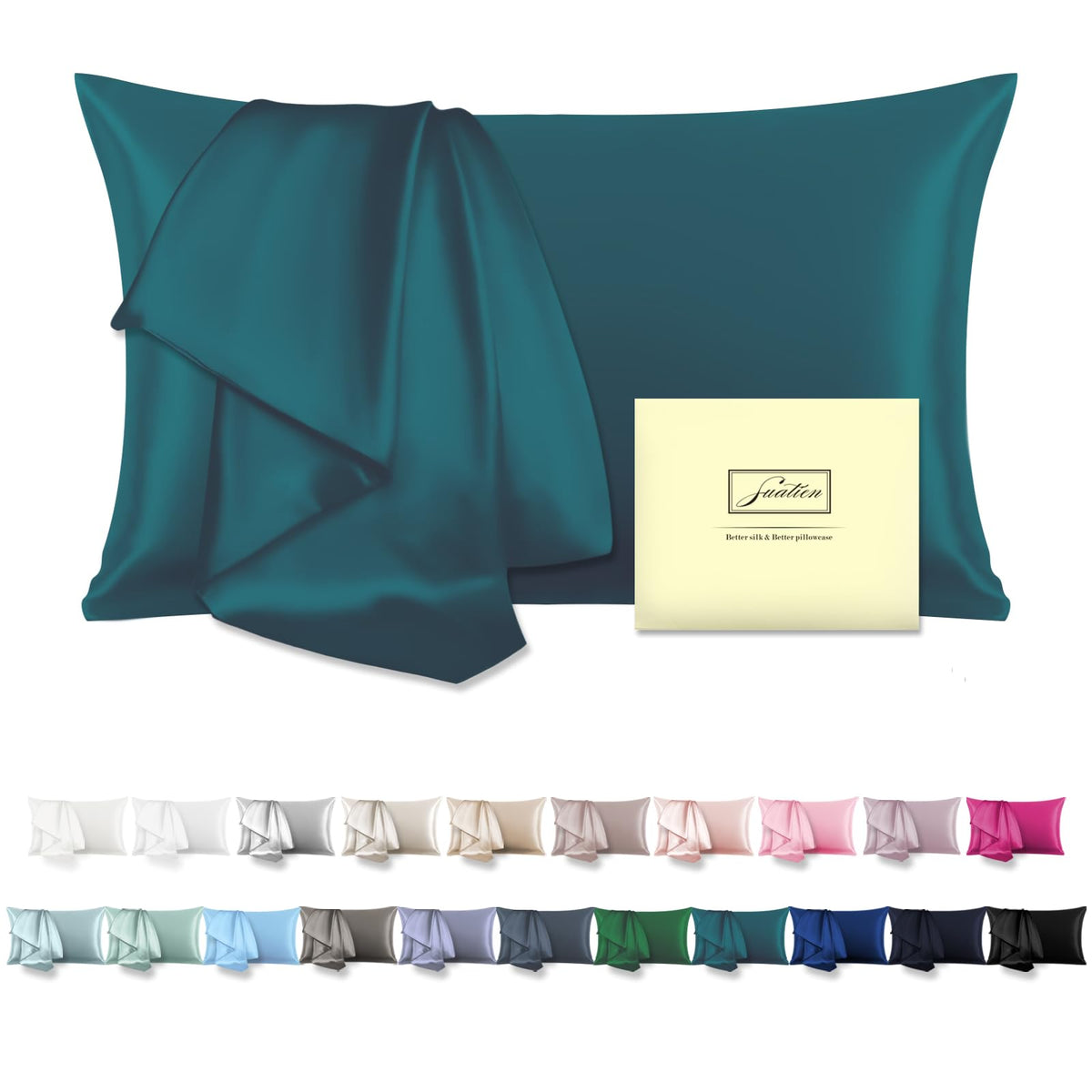 Mulberry Silk Pillowcase for Hair and Skin Standard Size 20"X 26" Pillow Case with Hidden Zipper Soft Breathable Smooth Cooling Silk Pillow Covers for Sleeping (Haze Blue,Standard,1Pcs)