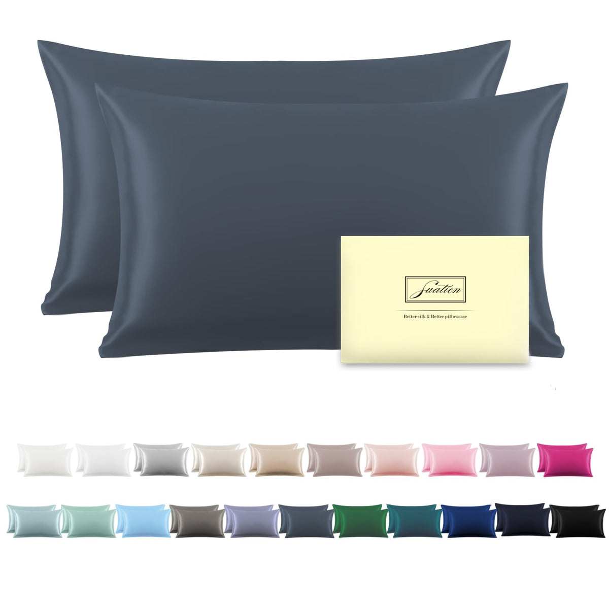 Mulberry Silk Pillowcase for Hair and Skin Standard Size 20"X 26" Pillow Case with Hidden Zipper Soft Breathable Smooth Cooling Silk Pillow Covers for Sleeping (Haze Blue,Standard,1Pcs)