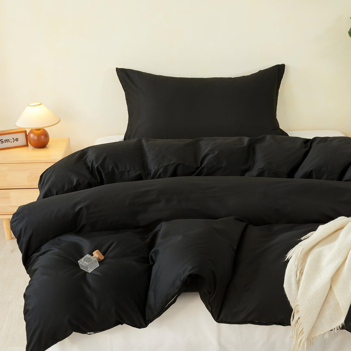 Duvet Cover Set King Size 100% Organic Cotton Pirate Black, SAPHREAS 3 Pcs Soft Bedding Comforter Cover with Zipper Closure & Corner Ties, Comforter Not Included