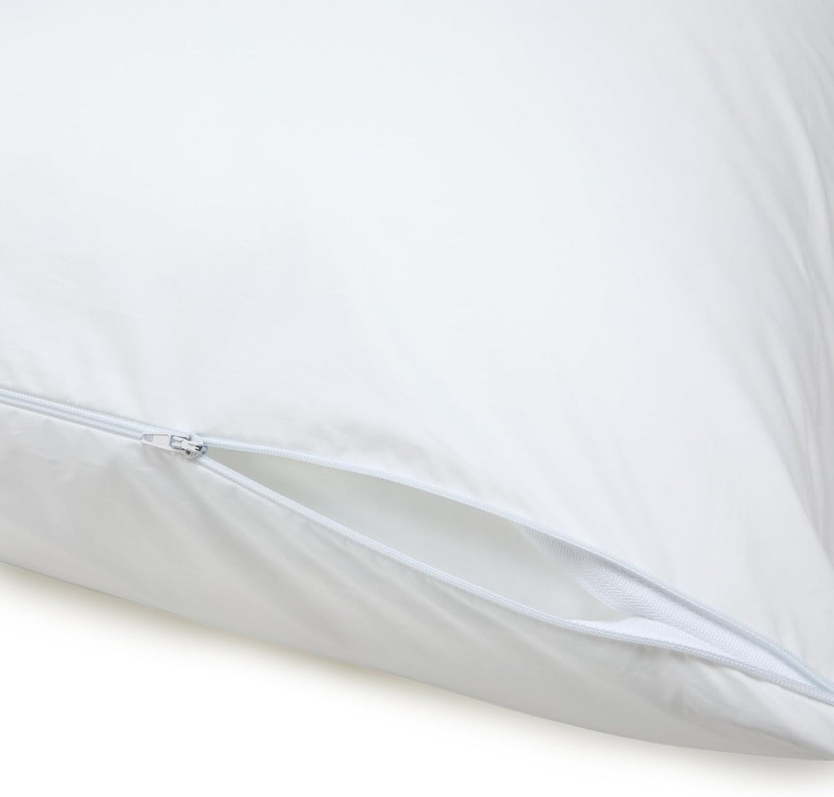 Amazon Basics Down Alternative Bed Pillows and Pillow Protector Case Set, Medium Density, Standard Size 26" x 20", Hypoallergenic, Microfiber, Washable, White, 2-Pack