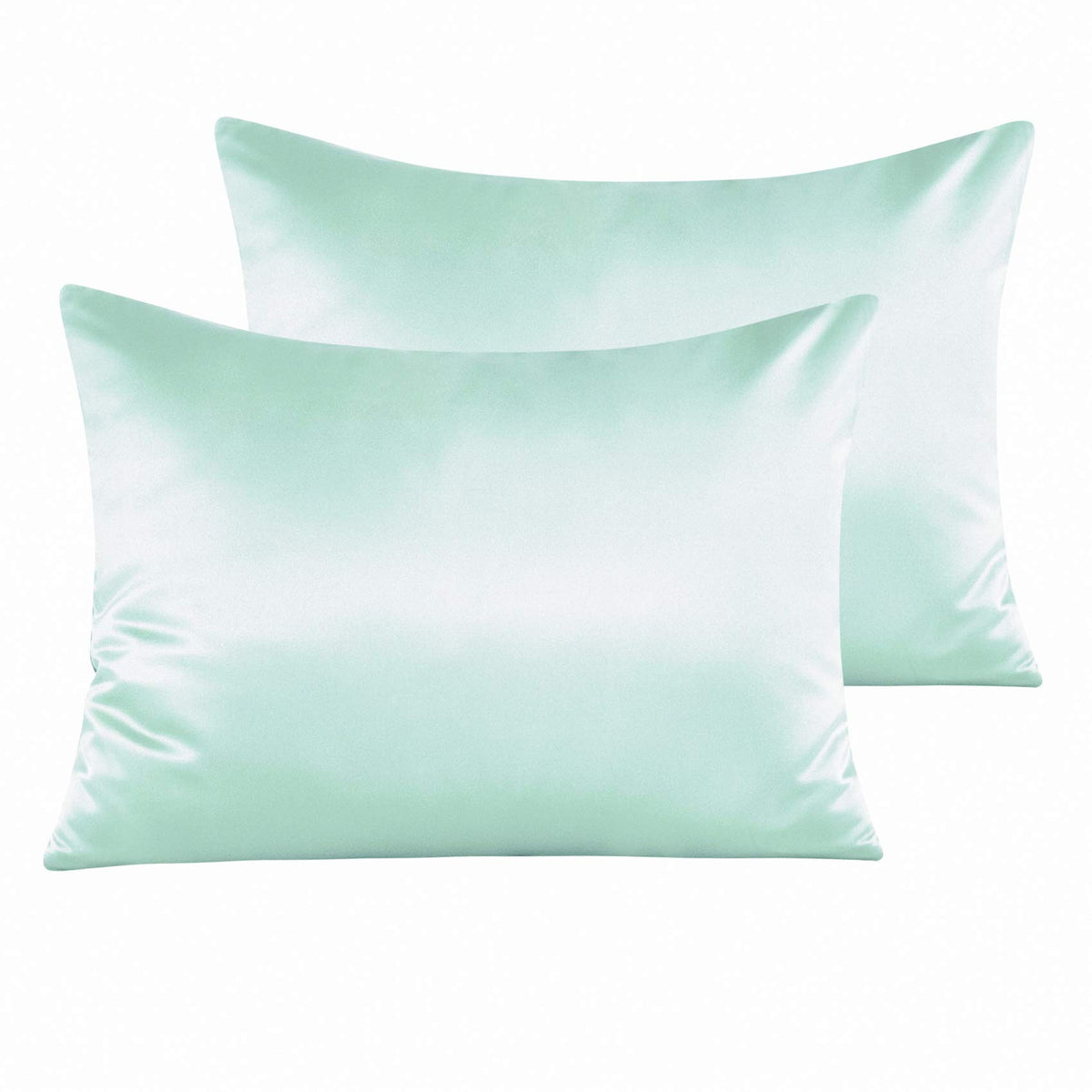 NTBAY Standard Satin Pillowcases, Set of 2, Zipper, Black