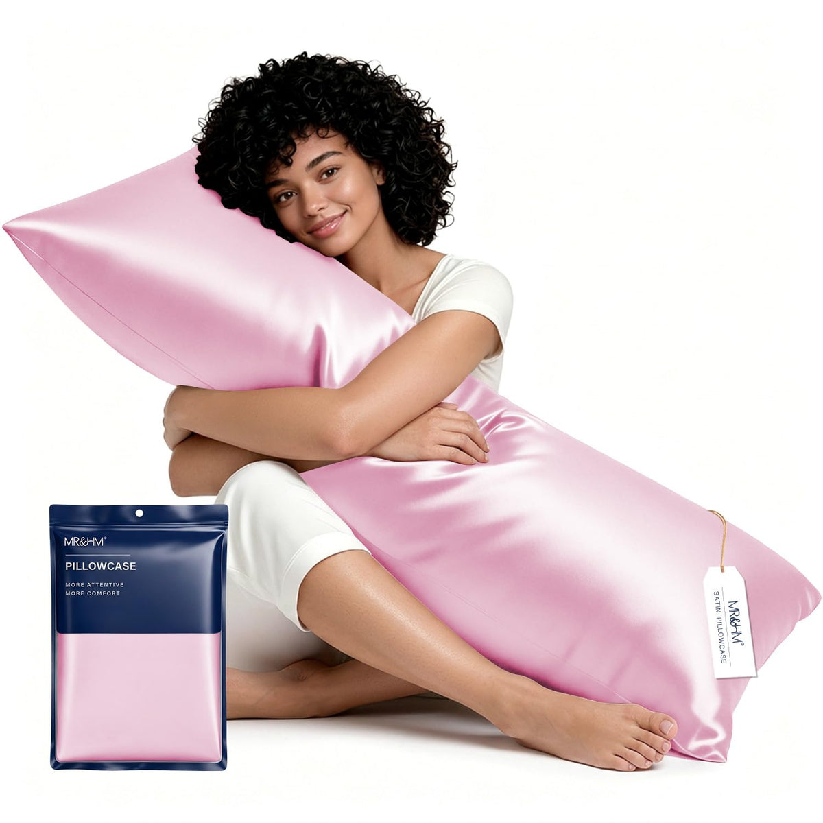 MR&HM Satin Pillowcase 2 Pack, Queen Size 20"x30", Black